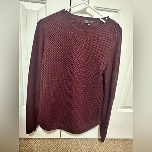 Elegant Maroon Textured Crew Neck Sweater